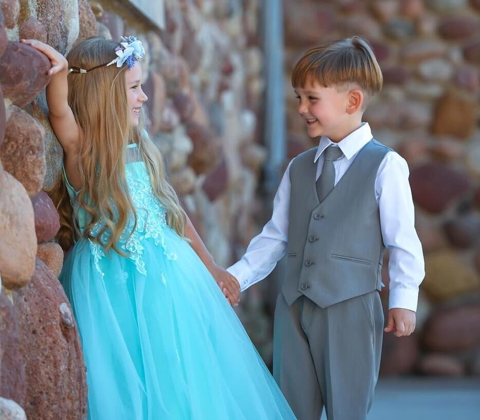 Girl and Boy wearing special occasion clothing