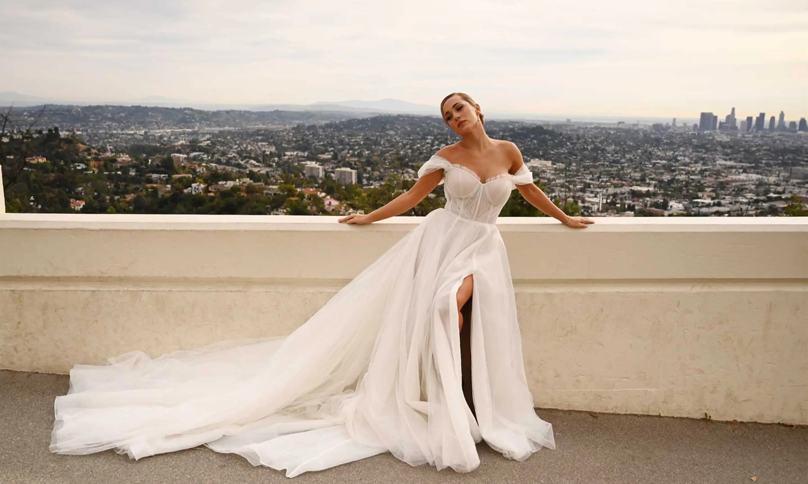 Bride wearing a white gown