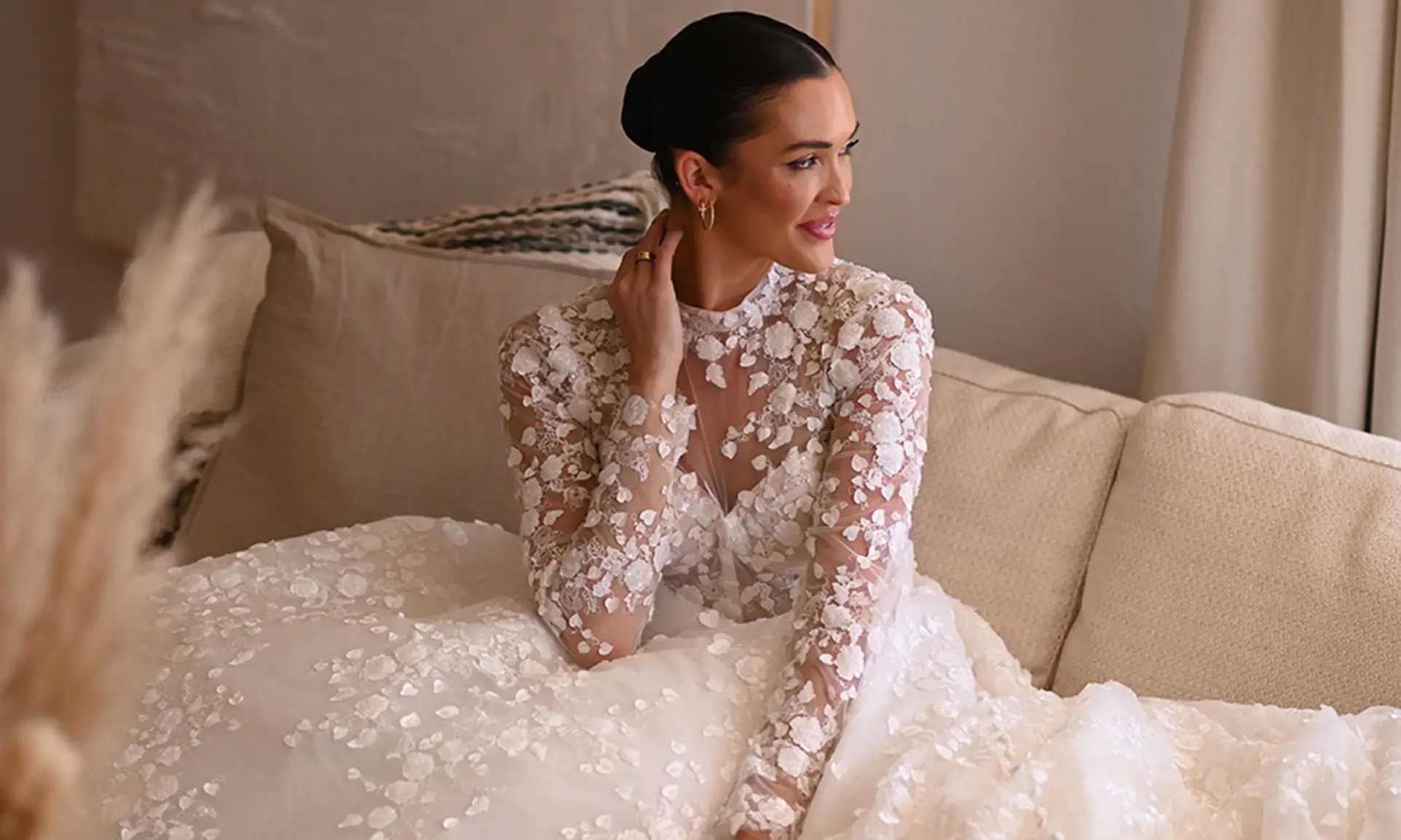 Bride wearing a white gown