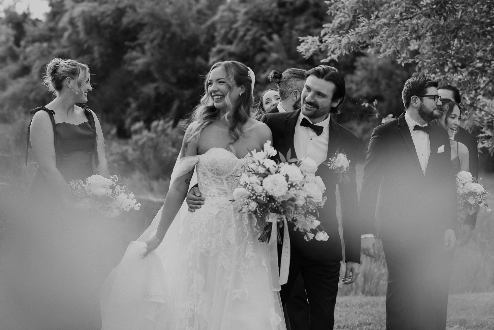 Bride wearing a white gown
