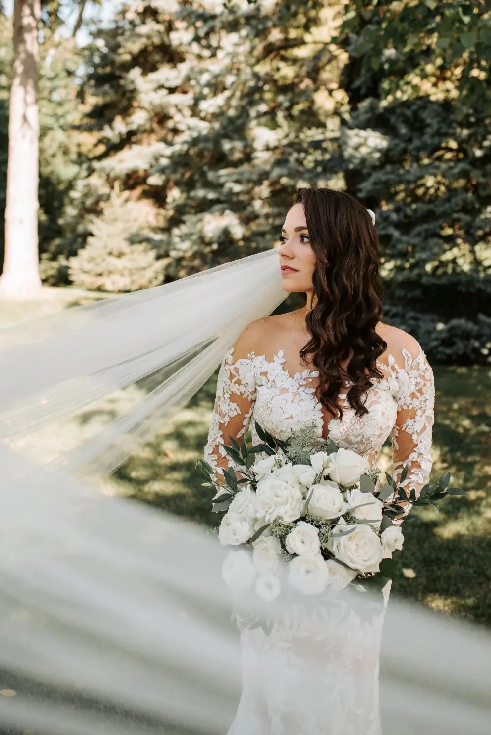 Bride posing for a bridal portrait