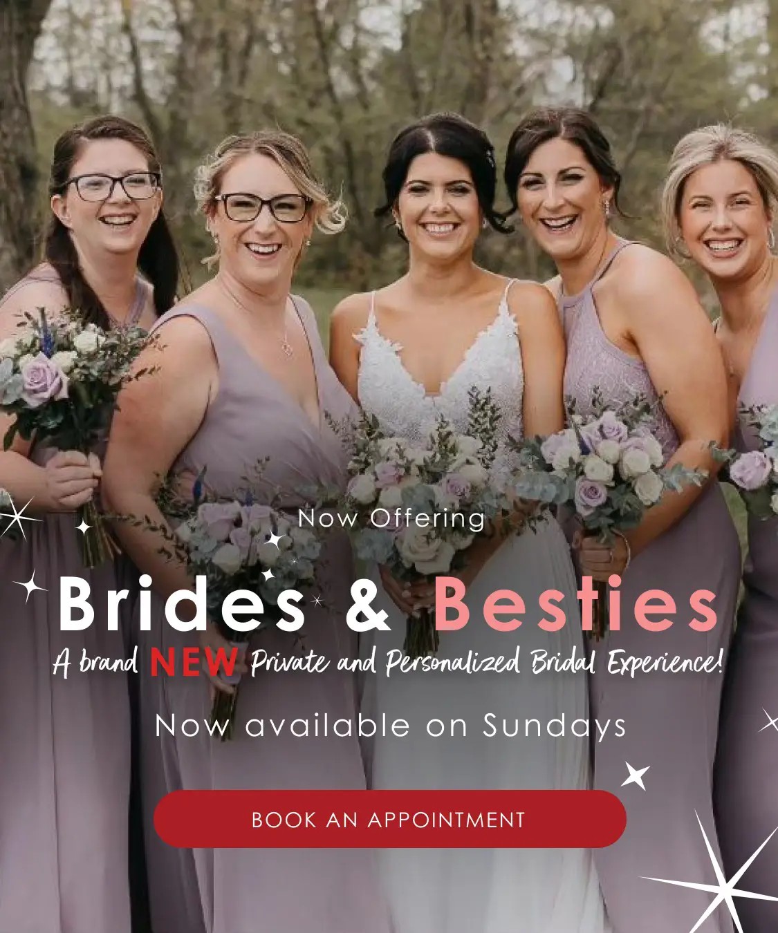 Brides and Besties Bridal Package at It's Your Day Bridal. Bride and her bridesmaids.